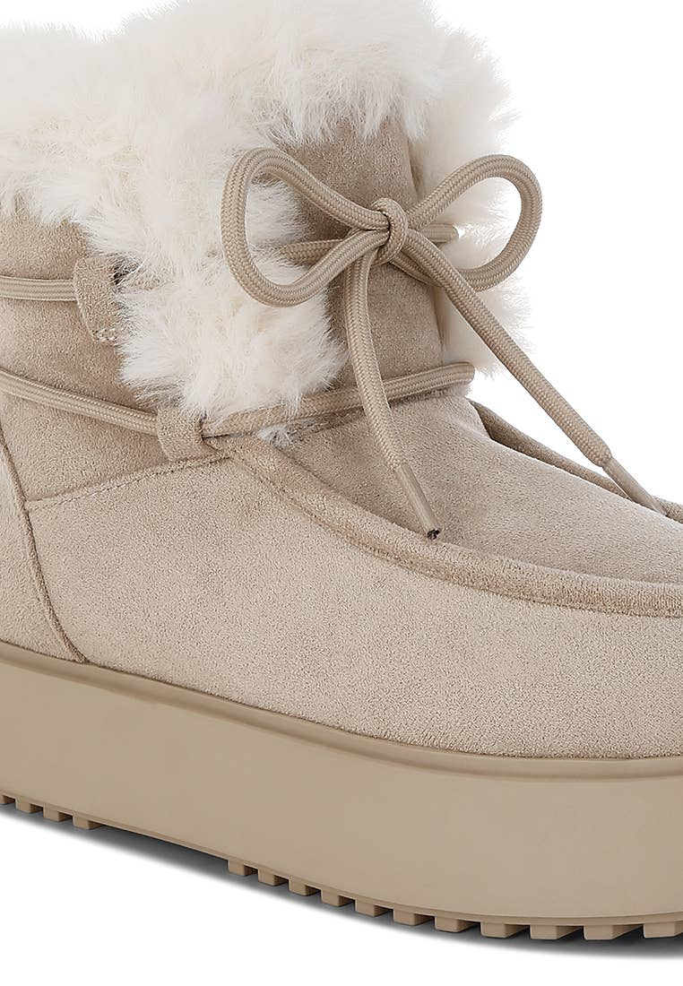 Rag Company - Bunting Faux Fur Collar Flatform Boots