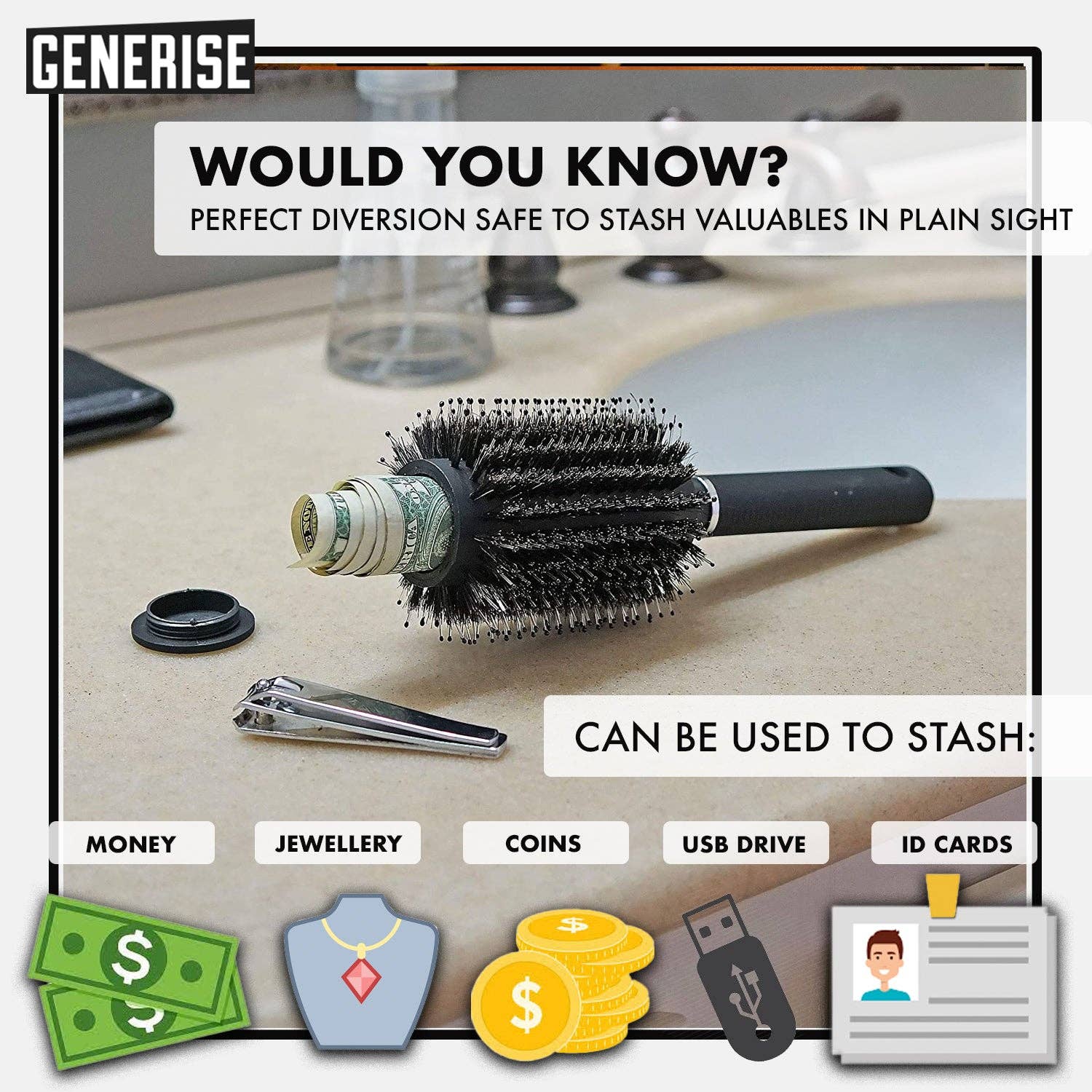'Secret Stash' Hair Brush